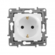 Розетка 1-м СП Etika 16А IP20 250В 2P+E с заземл. немецк. стандарт винт. клеммы механизм бел. Leg 672221 672221
