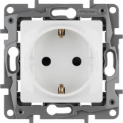 Розетка 1-м СП Etika 16А IP31 250В 2P+E с заземл. защ. шторки немецк. стандарт винт. клеммы механизм бел. Leg 672222 672222