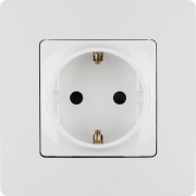 Розетка 1-м СП Etika 16А IP31 250В 2P+E с заземл. защ. шторки немецк. стандарт винт. клеммы механизм бел. Leg 672222 672222