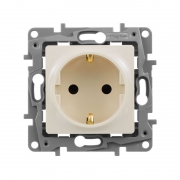 Розетка 1-м СП Etika 16А IP31 250В 2P+E с заземл. защ. шторки немецк. стандарт винт. клеммы механизм сл. кость Leg 672322 672322