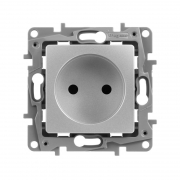 Розетка 1-м СП Etika 16А IP31 250В 2P без заземл. защ. шторки немецк. стандарт винт. клеммы механизм алюм. Leg 672434 672434