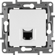 Розетка компьютерная 1-м СП Etika RJ45 кат.5E UTP механизм бел. Leg 672241 672241