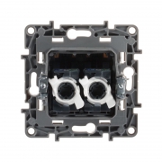 Розетка компьютерная 2-м СП Etika RJ45 кат.5E UTP механизм бел. Leg 672255 672255