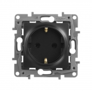 Розетка 1-м СП Etika 16А IP20 250В 2P+E с заземл. немецк. стандарт винт. клеммы механизм антрацит Leg 672621 672621