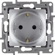Розетка 1-м СП Etika 16А IP31 250В 2P+E с заземл. защ. шторки немецк. стандарт винт. клеммы механизм алюм. Leg 672422 672422
