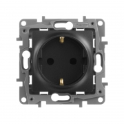 Розетка 1-м СП Etika 16А IP31 250В 2P+E с заземл. защ. шторки немецк. стандарт винт. клеммы механизм антрацит Leg 672622 672622