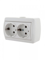 Розетка 2-м ОП Nata 16А IP20 с заземл. керамика бел. LEZARD 710-0200-127 710-0200-127