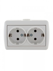 Розетка 2-м ОП Nata 16А IP20 с заземл. керамика бел. LEZARD 710-0200-127 710-0200-127