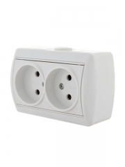 Розетка 2-м ОП Nata 16А IP20 без заземл. керамика бел. LEZARD 710-0200-128 710-0200-128