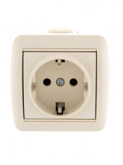 Розетка 1-м ОП Nata 16А IP20 с заземл. керамика крем. LEZARD 710-0300-122 710-0300-122