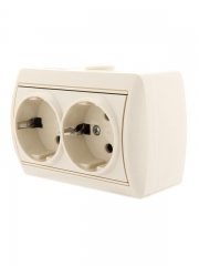 Розетка 2-м ОП Nata 16А IP20 с заземл. керамика крем. LEZARD 710-0300-127 710-0300-127