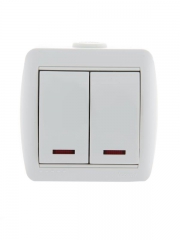 Выключатель 2-кл. ОП Nata 10А IP20 с подсветкой бел. LEZARD 710-0200-112 710-0200-112