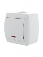 Выключатель 1-кл. ОП Nata 10А IP20 с подсветкой бел. LEZARD 710-0200-111 710-0200-111