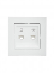 Розетка компьютерная + телефонная 1-м СП Vesna механизм бел. LEZARD 742-0288-143 742-0288-143