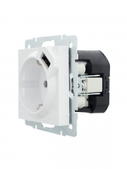 Розетка 1-м СП Vesna с заземл. с заряд. устройством USB механизм бел. LEZARD 742-0288-181 742-0288-181