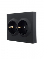 Розетка 2-м СП VESNA с заземл. ПБТ черн. бархат LEZARD 742-4200-127B 742-4200-127B