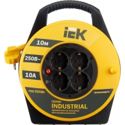 Удлинитель на катушке 4х10м с заземл. 10А IP20 Industrial УК10 3х1 термозащита IEK WKP14-10-04-10 WKP14-10-04-10
