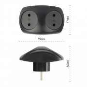 Разветвитель электрический SPx-2-B на 2 розетки без заземл. 10А черн. Эра Б0059720 Б0059720