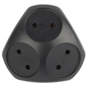 Разветвитель электрический SPx-3-B на 3 розетки без заземл. 10А черн. Эра Б0059721 Б0059721