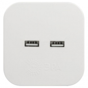 Разветвитель электрический SP-4-USB-W на 4 розетки 220В+ 2xUSB 2400мА без заземл 10А бел. Эра Б0049532 Б0049532
