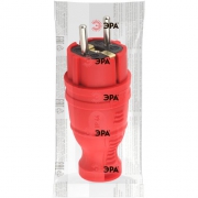 Вилка прямая V8-RED-IP44 16А IP44 з/з каучук красн. Эра Б0044547 Б0044547