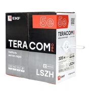 Кабель витая пара U/UTP кат.5e 4 пары solid 24AWG LSZH нг(А)-HF сер. TERACOM PRO EKF TRP-5EUTP-04LSH-GY-IN3 TRP-5EUTP-04LSH-GY-IN3