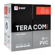 Кабель витая пара F/UTP кат.5e 4 пары solid 24AWG PVC сер. TERACOM PRO EKF TRP-5EFTP-04PVC-GY-IN3 TRP-5EFTP-04PVC-GY-IN3