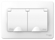 Розетка 2-м СП Blanca 16А IP44 250В с заземл. защ. шторки с крышкой бел. SE BLNRS441121 BLNRS441121
