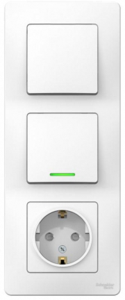 Блок СП Blanca (розетка с заземл. защ. шторки 16А 250В + 1-кл. выкл. с подсветкой + 1-кл. выкл.) бел. SE BLNBS101111 BLNBS101111