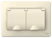 Розетка 2-м СП Blanca 16А IP44 250В с заземл. защ. шторки с крышкой молоч. SE BLNRS441122 BLNRS441122