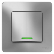 Выключатель 2-кл. СП Blanca 10А IP20 (сх. 5) 250В с подсветкой алюм. SE BLNVS010513 BLNVS010513