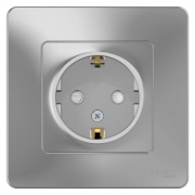 Розетка 1-м СП Blanca 16А IP20 250В с заземл. защ. шторки алюм. SE BLNRS001113 BLNRS001113