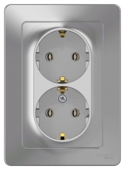 Розетка 2-м СП Blanca 16А IP20 250В с заземл. без защ. шторок алюм. SE BLNRS001023 BLNRS001023