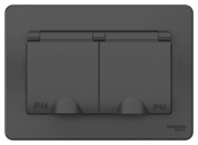 Розетка 2-м СП Blanca 16А IP44 250В с заземл. защ. шторки с крышкой антрацит SE BLNRS441126 BLNRS441126