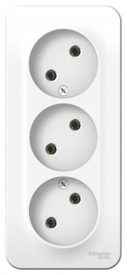 Розетка 3-м ОП Blanca 16А IP20 250В без заземл. без защ. шторок с изолир. пластиной бел. SE BLNRA000311 BLNRA000311