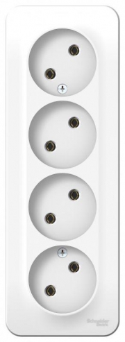 Розетка 4-м ОП Blanca 16А IP20 250В без заземл. без защ. шторок с изолир. пластиной бел. SE BLNRA000411 BLNRA000411