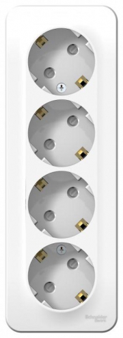 Розетка 4-м ОП Blanca 16А IP20 250В с заземл. защ. шторки с изолир. пластиной бел. SE BLNRA011411 BLNRA011411