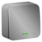 Выключатель 1-кл. ОП Blanca 10А IP20 (сх. 1) 250В с подсветкой с изолир. пластиной алюм. SE BLNVA101113 BLNVA101113