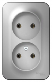 Розетка 2-м ОП Blanca 16А IP20 250В без заземл. без защ. шторок с изолир. пластиной алюм. SE BLNRA000213 BLNRA000213