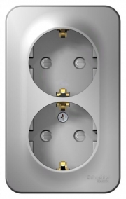 Розетка 2-м ОП Blanca 16А IP20 250В с заземл. защ. шторки с изолир. пластиной алюм. SE BLNRA011213 BLNRA011213