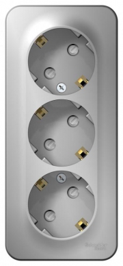 Розетка 3-м ОП Blanca 16А IP20 250В с заземл. защ. шторки с изолир. пластиной алюм. SE BLNRA011313 BLNRA011313