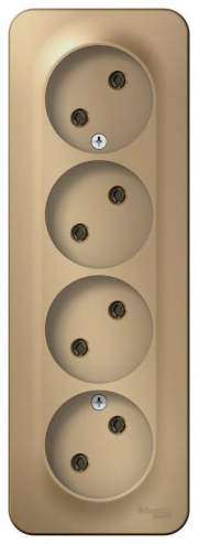 Розетка 4-м ОП Blanca 16А IP20 250В без заземл. без защ. шторок с изолир. пластиной титан SE BLNRA000414 BLNRA000414