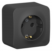 Розетка 1-м ОП Blanca 16А IP20 250В с заземл. защ. шторки с изолир. пластиной антрацит SE BLNRA011116 BLNRA011116