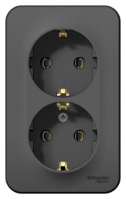 Розетка 2-м ОП Blanca 16А IP20 250В с заземл. без защ. шторок с изолир. пластиной антрацит SE BLNRA010216 BLNRA010216