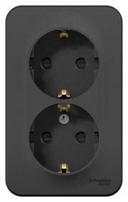 Розетка 2-м ОП Blanca 16А IP20 250В с заземл. защ. шторки с изолир. пластиной антрацит SE BLNRA011216 BLNRA011216