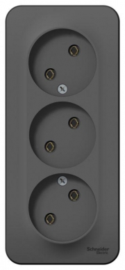 Розетка 3-м ОП Blanca 16А IP20 250В без заземл. без защ. шторок с изолир. пластиной антрацит SE BLNRA000316 BLNRA000316