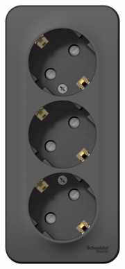 Розетка 3-м ОП Blanca 16А IP20 250В с заземл. защ. шторки с изолир. пластиной антрацит SE BLNRA011316 BLNRA011316