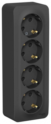 Розетка 4-м ОП Blanca 16А IP20 250В с заземл. защ. шторки с изолир. пластиной антрацит SE BLNRA011416 BLNRA011416