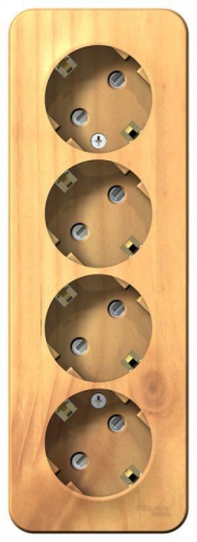 Розетка 4-м ОП Blanca 16А IP20 250В с заземл. защ. шторки с изолир. пластиной ясень SE BLNRA011415 BLNRA011415