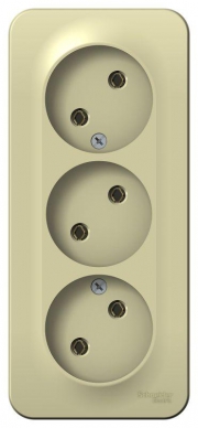 Розетка 3-м ОП Blanca 16А IP20 250В без заземл. без защ. шторок с изолир. пластиной беж. SE BLNRA000317 BLNRA000317